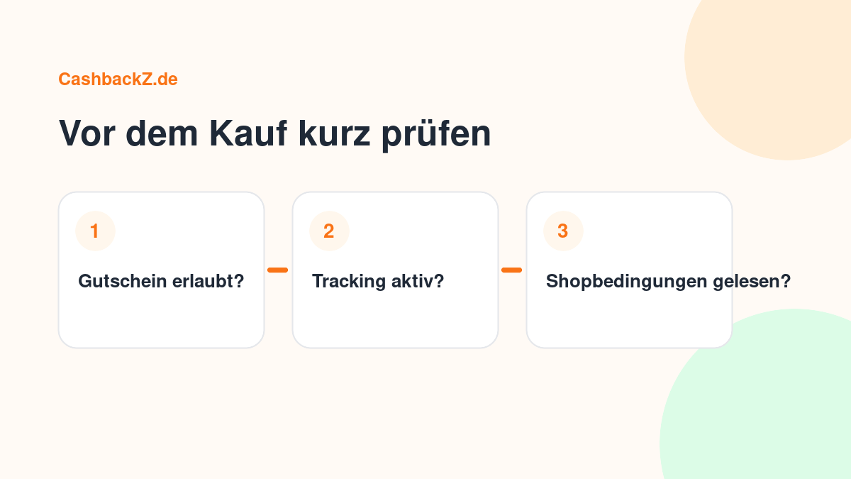 Vor dem Kauf kurz prüfen – CashbackZ Grafik
